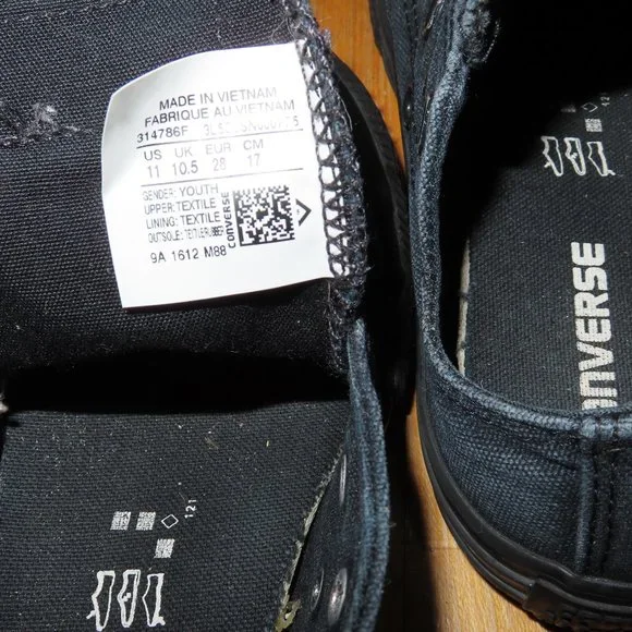 Converse All Star black mono & blue canvas low top sneakers shoes 11 - Picture 7 of 14